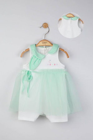 Body-uri și salopete bebeluși - Salopeta de vara pentru bebelusi cu tulle, Tongs baby - Verde