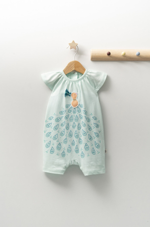 Body-uri și salopete bebeluși - Salopeta de vara pentru bebelusi Peacock, Tongs baby - Verde