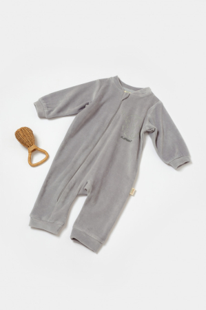 Body-uri și salopete bebeluși - Salopeta Elefant cu maneca lunga din 80%bumbac organic si 20% poliester - Gri, BabyCosy