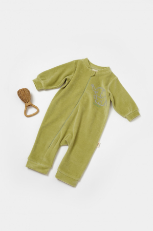 Body-uri și salopete bebeluși - Salopeta Elefant cu maneca lunga din 80%bumbac organic si 20% poliester - Verde, BabyCosy