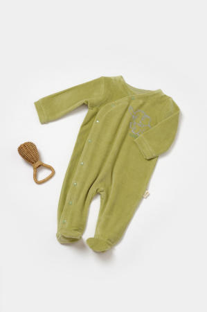 Body-uri și salopete bebeluși - Salopeta Elefant cu maneca lunga si botosei din 80%bumbac organic si 20% poliester - Verde, BabyCosy