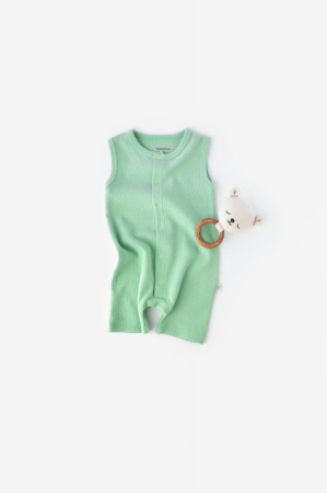 Body-uri și salopete bebeluși - Salopeta fara maneci si pantaloni scurti - 100% bumbac organic - Mint, BabyCosy