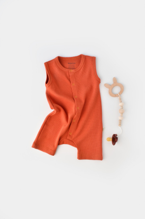 Body-uri și salopete bebeluși - Salopeta fara maneci si pantaloni scurti - 100% bumbac organic - Scortisoara, BabyCosy