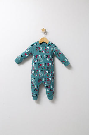 Body-uri și salopete bebeluși - Salopeta pentru bebelusi de iarna Forest, Tongs baby, baietei - Turcoaz