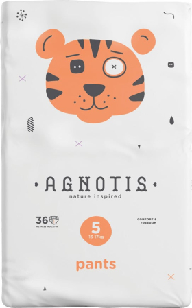 Îngrijire și igienă bebeluși - Scutece tip chilotel hipoalergenice Agnotis pants, marimea nr. 5, 13-17 kg, 36 bucati
