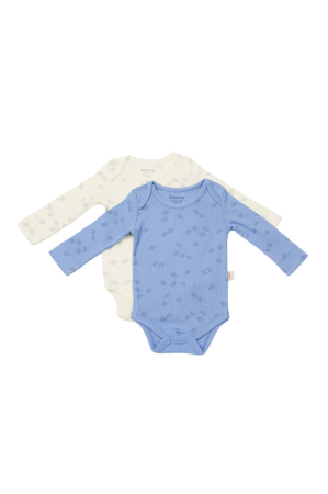 Body-uri și salopete bebeluși - Set 2 body-uri cu maneca lunga Printed, BabyCosy, 50% modal+50% bumbac, Ecru/Lavanda