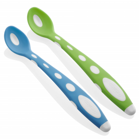 Accesorii hrănire bebeluși - Set 2 lingurite din silicon BabyJem Soft Spoon (Culoare: Bleu)