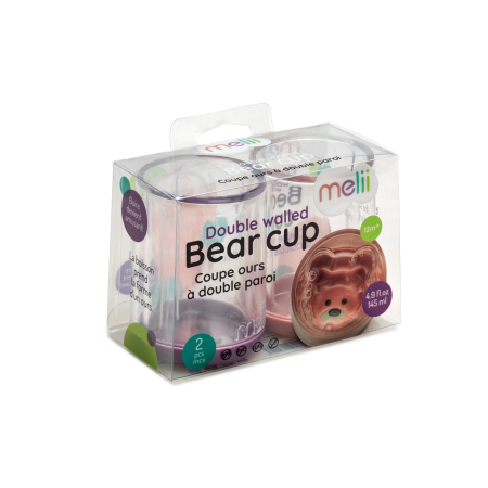 Accesorii hrănire bebeluși - SET 2 PAHARE COPII DESIGN INTERIO URS, MELII, ROZu0026MOV
