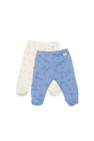 Seturi și compleuri copii - Set 2 pantalonasi cu botosei Printed, BabyCosy, 50% modal+50% bumbac, Ecru/Lavanda