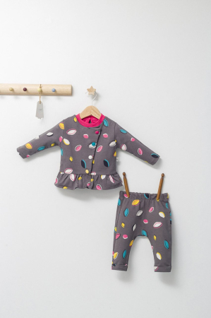 Seturi și compleuri copii - Set 2 piese cu bluzita cu volan si pantalonasi pentru fetite Colorful autum, Tongs baby - Gri