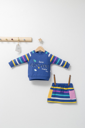 Seturi și compleuri copii - Set 2 piese cu bluzita si fustita pentru fetite Colorful autum, Tongs baby - Albastru