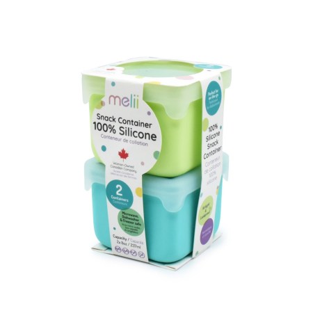 Accesorii hrănire bebeluși - SET 2 RECIPIENTE SILICON, MELII, BLUE LIME