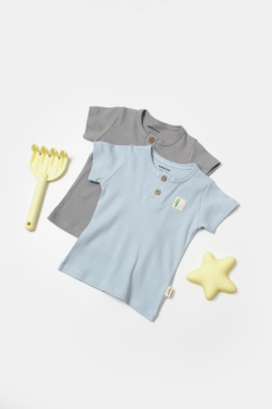 Seturi și compleuri copii - Set 2 tricouri Bamboo, blue, BabyCosy, 50% bumbac+50%bambus