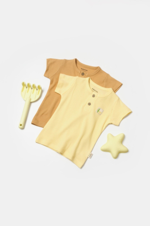 Seturi și compleuri copii - Set 2 tricouri Bamboo, galben, BabyCosy, 50% bumbac+50%bambus