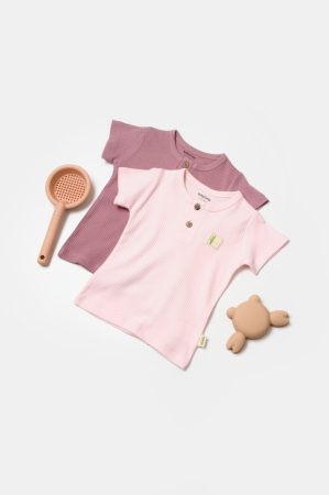 Seturi și compleuri copii - Set 2 tricouri Bamboo,roz, BabyCosy, 50% bumbac+50%bambus