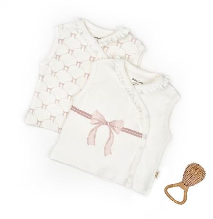 Haine copii - Set 2 vestute pentru bebelusi, powder, BabyCosy Organic Wear