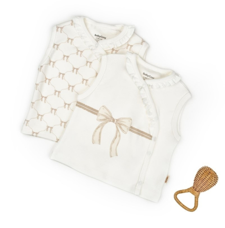 Haine copii - Set 2 vestute pentru bebelusi, stone, BabyCosy Organic Wear