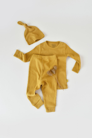 Seturi și compleuri copii - Set 3 piese: bluzita cu maneca lunga, pantaloni lungi si caciulita din bumbac organic si modal - Sofran, BabyCosy