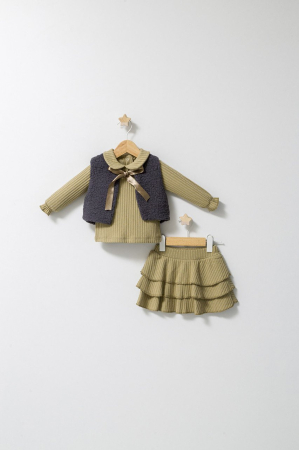 Seturi și compleuri copii - Set 3 piese: fustita, bluzita si vestuta eleganta pentru bebelusi Fun Penguin, Tongs baby