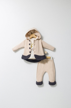 Seturi și compleuri copii - Set 3 piese: pantaloni, bluzita si hainuta cu gluga eleganta pentru bebelusi Fun Penguin, Tongs baby