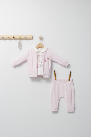 Seturi și compleuri copii - Set 3 piese: pantaloni, bluzita si hainuta pentru bebelusi Gazelle, Tongs baby