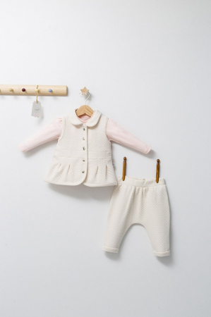 Seturi și compleuri copii - Set 3 piese: pantaloni, bluzita si vestuta eleganta pentru bebelusi Paris Love, Tongs baby