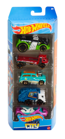 Masinute, Motociclete, Elicoptere, Avioane - SET 5 MASINI HOT WHEELS CITY