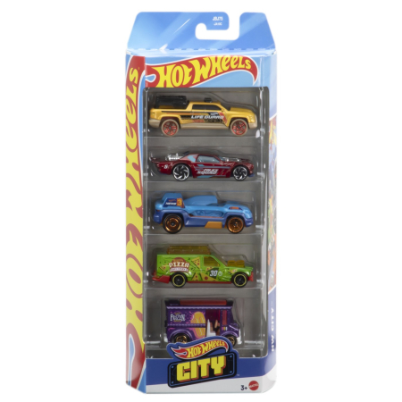 Masinute, Motociclete, Elicoptere, Avioane - SET 5 MASINI HOT WHEELS CITY