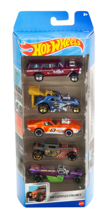 Masinute, Motociclete, Elicoptere, Avioane - SET 5 MASINI HOT WHEELS EXPOSED ENGINES