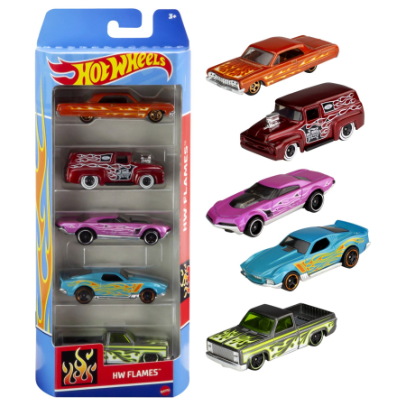 Masinute, Motociclete, Elicoptere, Avioane - SET 5 MASINI HOT WHEELS HW FLAMES