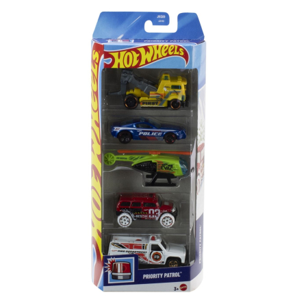 Masinute, Motociclete, Elicoptere, Avioane - SET 5 MASINI HOT WHEELS PRIORITY PATROL
