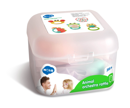 Jucarii pentru bebelusi - SET 5 ZORNAITORI IN CUTIE ORCHESTRA ANIMALUTELOR