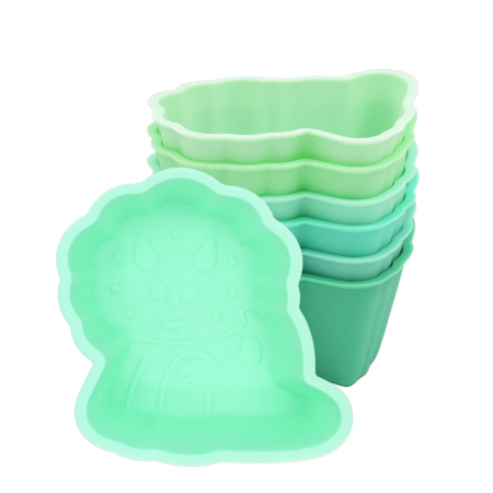 Accesorii hrănire bebeluși - SET 6 FORME DE GATIT SILICON, MELII, MODEL DINOZAUR