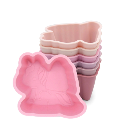 Accesorii hrănire bebeluși - SET 6 FORME DE GATIT SILICON, MELII, MODEL UNICORN