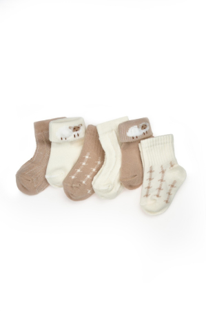 Șosete și dresuri copii - Set 6 perechi ciorapi nou-născut, bej, BabyCosy