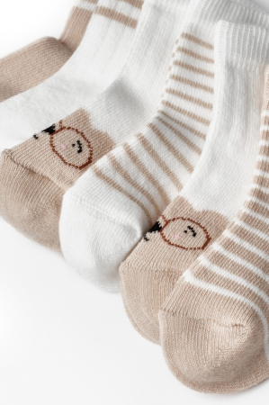 Șosete și dresuri copii - Set 6 perechi ciorapi nou-născut, maro, BabyCosy