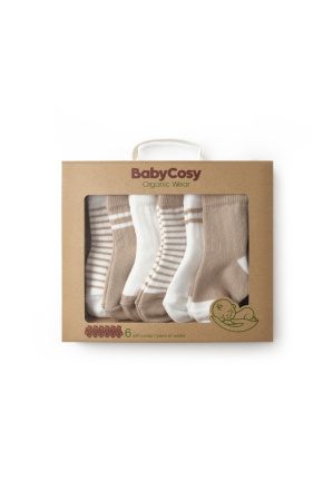 Șosete și dresuri copii - Set 6 perechi ciorapi nou-născut, mink, BabyCosy