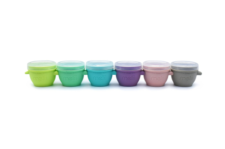 Accesorii hrănire bebeluși - SET 6 RECIPIENTE SILICON SNAPu0026GO, MELII, 59 ML