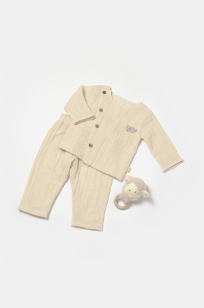 Seturi și compleuri copii - Set bluza cu nasturi si pantaloni , Winter muselin, 100% bumbac - Stone, BabyCosy