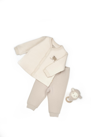 Haine copii - Set bluzita cu capse si pantalon, Lamb, BabyCosy, 100%bumbac organic