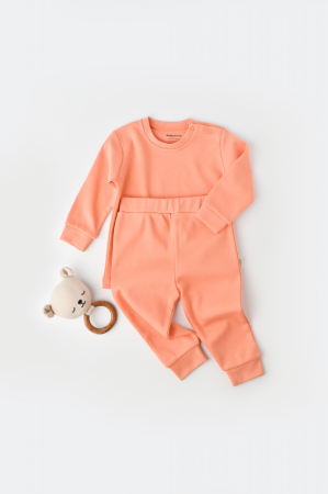 Seturi și compleuri copii - Set bluzita cu maneca lunga si pantaloni lungi - bumbac organic 100% - Roz, BabyCosy