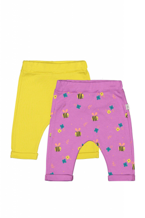 Seturi și compleuri copii - Set de 2 perechi de pantaloni Albinute pentru bebelusi, Tongs baby - Roz aprins