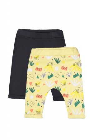Seturi și compleuri copii - Set de 2 perechi de pantaloni Frunze pentru bebelusi, Tongs baby - Galben