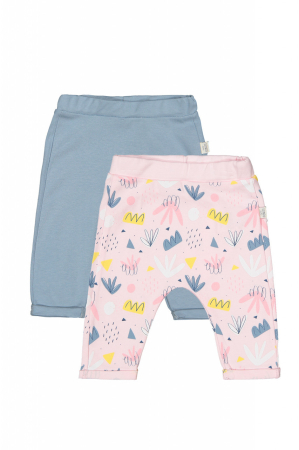 Seturi și compleuri copii - Set de 2 perechi de pantaloni Frunze pentru bebelusi, Tongs baby - Roz