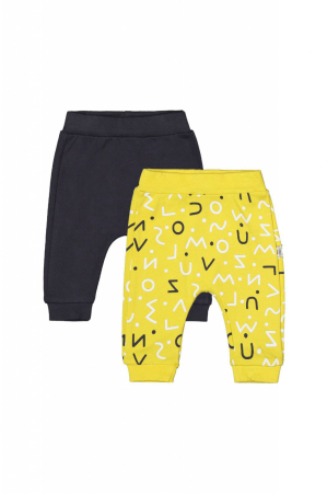 Seturi și compleuri copii - Set de 2 perechi de pantaloni Litere pentru bebelusi, Tongs baby - Galben