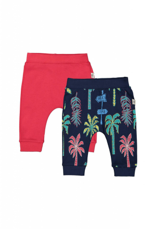 Seturi și compleuri copii - Set de 2 perechi de pantaloni Palmieri pentru bebelusi, Tongs baby - Rosu