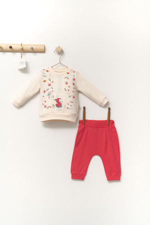 Seturi și compleuri copii - Set de 2 piese de trening Scufita rosie pentru bebelusi, Tongs baby - Corai