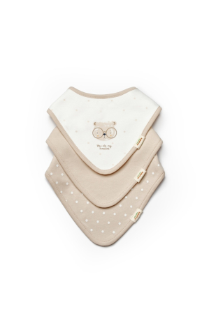 Accesorii hrănire bebeluși - Set de 3 bavete pentru nou nascut, 100% bumbac organic, TeddyBear, BabyCosy
