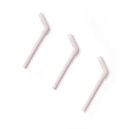 Accesorii hrănire bebeluși - Set de 3 paie reutilizabile Miniware, 100% din silicon alimentar, Cotton Candy
