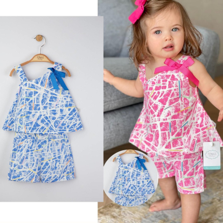 Seturi și compleuri copii - Set elegant bluzita de vara cu pantalonasi pentru fetite Mystery, Tongs baby